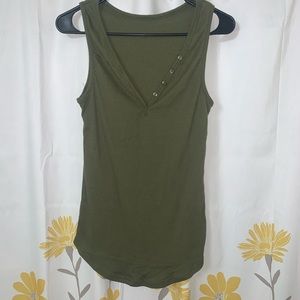 Army Green Button Tank Top